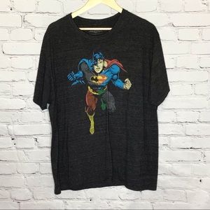 Justice League Gray Superman Batman Graphic Short Sleeve T-Shirt 2XL
